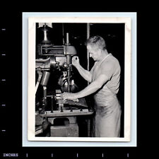 Vintage Photo OCCUPATIONAL MAN WITH DRILL PRESS picture