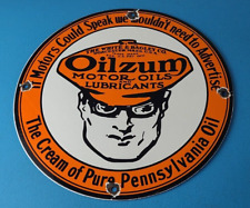 Vintage Oilzum Motor Oils Sign - Gasoline Lubrication Porcelain Gas Pump Sign picture