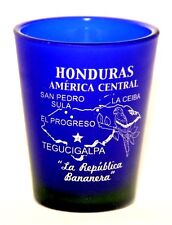 HONDURAS COBALT BLUE FROSTED SHOT GLASS SHOTGLASS picture