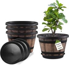 Plant Pots Set of 4 Pack 12 inch,Large Whiskey Barrel Planters picture