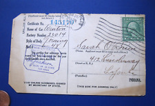 vTg 1921 LaPorte Indiana Winton Touring Automobile Registration Certificate AtQ picture