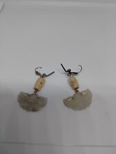 Special Antique Chinese Asian Jade Lucky Bat Earring Pair B1A1 picture