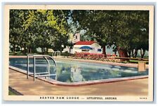 Littlefield Arizona Postcard Beaver Dam Lodge Pool Exterior 1940 Vintage Antique picture