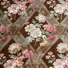 Antique French Heavy Cotton Floral Fabric Upholstery 19th Century Rare Print picture