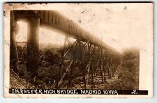 RPPC Postcard Madrid IowaC.M. & St.P. Railroad High Bridge IA UNP picture