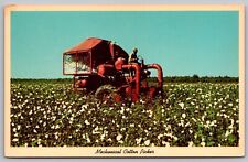 Mechanical Cotton Picker Modern Machine Cotton Field Southland Postcard UNP VTG picture