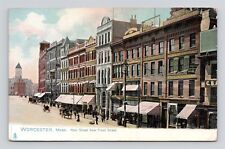 Worcester Massachusetts Main Street From Front Street Vintage UDB Postcard picture