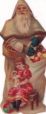 1800's Victorian Trade Die Cut - Santa w Presents Little Girl -#B3 picture