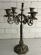Vintage Brass Candelabra 4 Arm Candle Holder 12x8” Ornate Heavy Moveable Victori picture