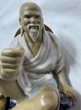 Vintage Fisherman Mudmen Glazed Chinese Ceramic Shiwan Figurine White Shirt picture