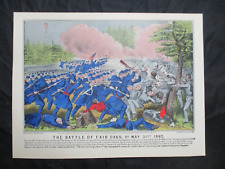 1960 Currier & Ives Civil War Print - Battle of Fair Oaks, Virginia, May 31 1862 picture