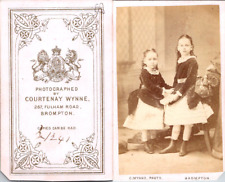 C. Wynne, Brompton, Two Little Girls, Two Little Girls Vintage CDV Albumen ca picture