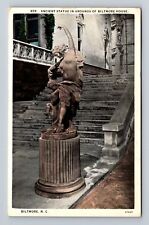 Biltmore NC-North Carolina, Statue at Biltmore House Vintage c1945 Postcard picture