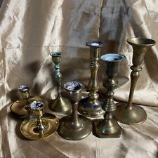 VTG Brass Candlestick Holders Mixed Lot Of 7 picture