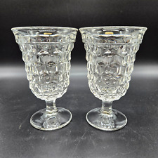 Vintage Fostoria American Cubist Low Water Goblet Set of 2 MCM Clear 5.25