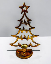 vtg brass Christmas tree candle holder 9.5