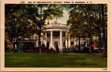 Postcard Beautiful Colonial Home in Anderson, South Carolina Linen 1930-45 P291 picture