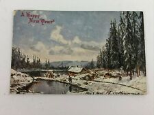 1906 Happy New Year Postcard Benjamin Franklin One Cent Stamp Antique Vintage picture