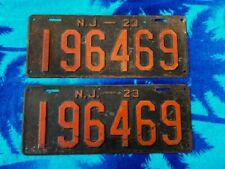 Rare Set of 2 New Jersey Antique 1923  Metal License Plates picture