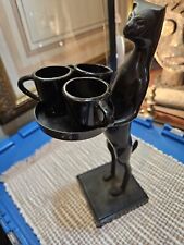 Vintage Bronze Colored Metal Cat Butler Sculpture Figurine Giacometti Style picture
