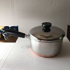 Revere Ware 1 1/2 QT Sauce Pan With Lid Vintage 1801 Copper Bottom Clinton ILL picture