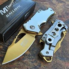 MTech Ballistic Silver w/ Gold Blade Small Pocket Camping Knife w/ Bottle Opener picture