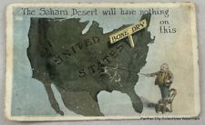 1920s United States Prohibition Era Map Postcard / Sahara Desert Bone Dry picture