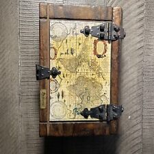 Vintage Old World Map Carved Wooden Book Box. Montserrat picture