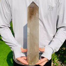 5.45lb Large Natural Clear Smoky Quartz Crystal Wand Point Obelisk Specimen picture