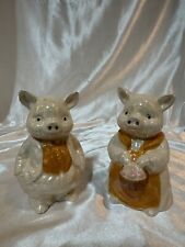 Vintage Set Of 2 Pig Couple Lusterware Figurines Small Chip On Both Ears picture