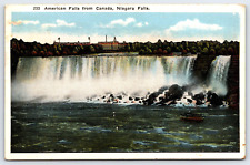 Niagara Falls, American Falls From Canada, Waterfall, Vintage Antique Postcard picture