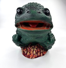 Vintage 1980's I.C. Inc. Gory Green Squished Frog Halloween Mask Made in Korea picture
