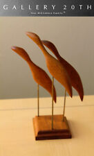 ATOMIC MID CENTURY MODERN ABSTRACT BIRDS TEAK SCULPTURE VTG 50S 60S DANISH ART  picture