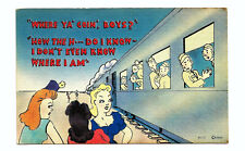 Military Comic Postcard Train Ladies WWII Era c1940s picture