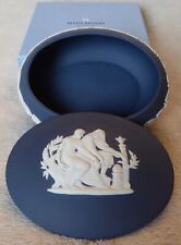 Wedgwood Jasperware Portland (Dark) Blue Oval Apollo trinket Box with Lid picture