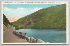 Upper Cascade Lake and Mountain Highway Lake Placid New York 1920s Postcard picture