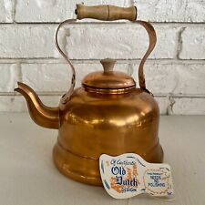 Copper Kettle Tea Pot  Made in Portugal Wooden Handle Old Dutch Design ODI Vtg picture