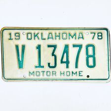 1978 United States Oklahoma Base Motor Home License Plate V 13478 picture