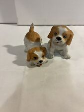 HOMCO Pair of Playful Spaniel Puppy Dog Figurines Set No. 1407 Crossed Swords picture
