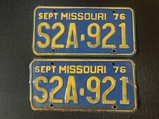 MISSOURI LICENSE PLATE 1976 PAIR SEPTEMBER S2A 921 picture