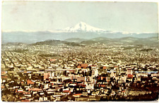 Portland OR-Oregon, Snow Caped Mt. Hood  Bird's Eye City View, Vintage Postcard picture