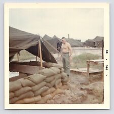 1965 Vietnam War US Army Shirtless GI at Tent in Camp Original Vintage Photo picture