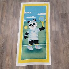 Vintage Island Fun Panda Playing Tennis Beach Towel Cotton  27x54 Made In Brazil picture