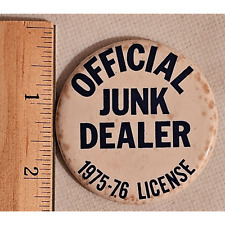 1975-76 Official Junk Dealer License Pinback Button picture