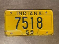 1959 Indiana License Plate Motorcycle # 7518 picture