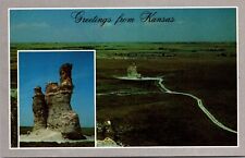 Greetings from Kansas Castle Rock Postcard Chrome Unposted picture
