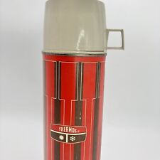 Vtg 1971 KING-SEELEY Icy Hot Qt THERMOS #2410 Retro 70’s MCM Design Red Brown picture