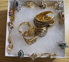 18KT HGE GOLD COCKTAIL & ASSORTED RINGS LOT 18 MISSING STONES picture