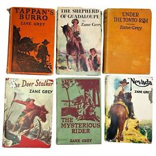 Antique Zane Grey Western Novels Books Lot of 6 Hardcover 1920s Library Staging picture