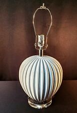 Fredrick Cooper Round Ribbed Semi Urn Style White Heavy Porcelain Table Lamp picture